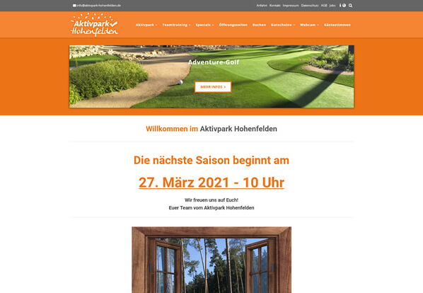 Website Aktivpark Hohenfelden