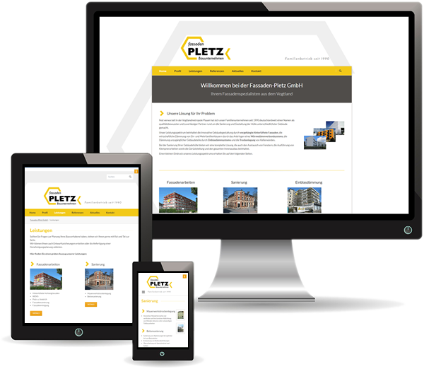 responsive Webseite Fassaden Pletz
