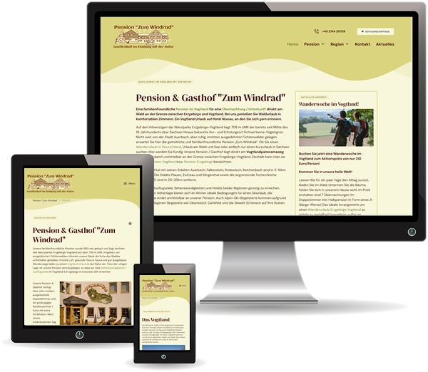 responsive Webseite Pension Windrad