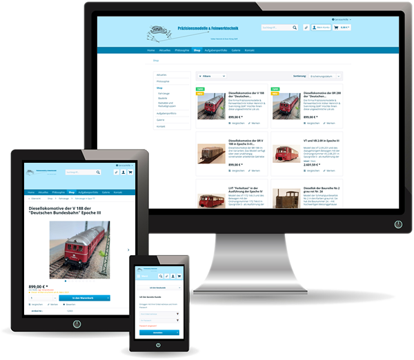 responsive Webseite / Shop Präzisionstechnik Dresden